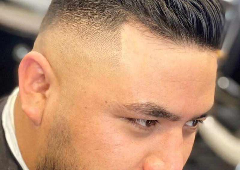 Close-up of a freshly cut fade haircut